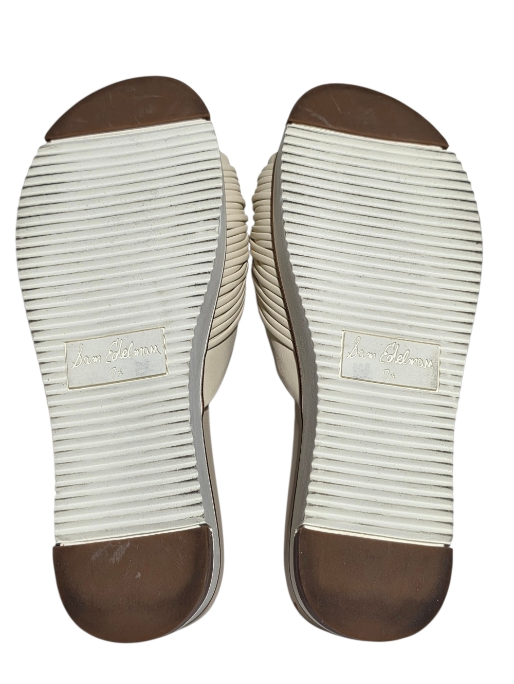 SAM EDELMAN ADRIEL KNOTTED PLATFORM SANDALS CREAM SZ 7.5 - Picture 8 of 12